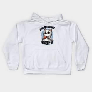 Paranormal Pick Me Up | Ghost Cat Coffee Lover Kids Hoodie